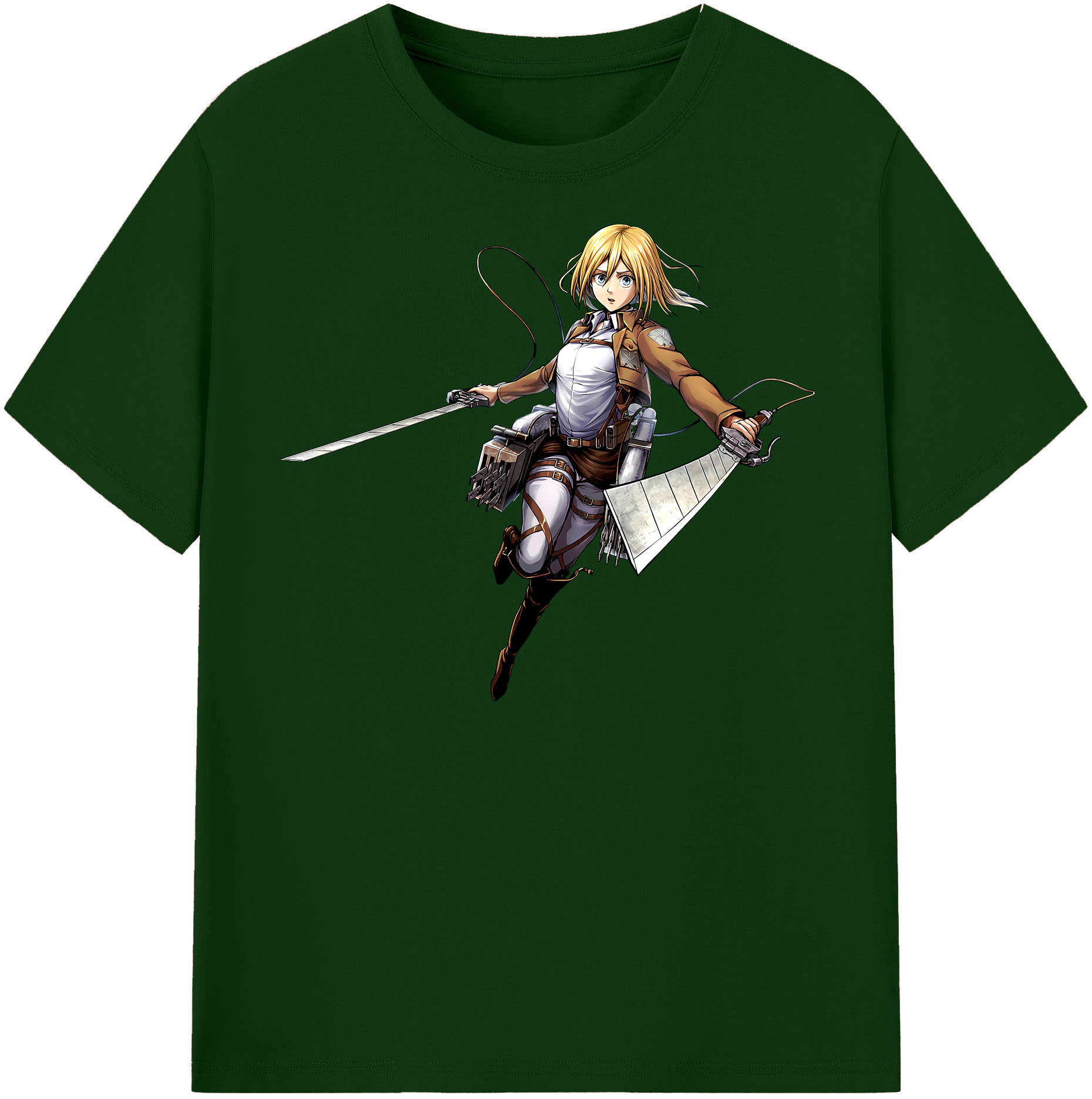 （画像用） 進撃の巨人 クリスタ·レンズ Attack on Titan Christa Lenz 綿100％半袖Tシャツ（フロントプリント）